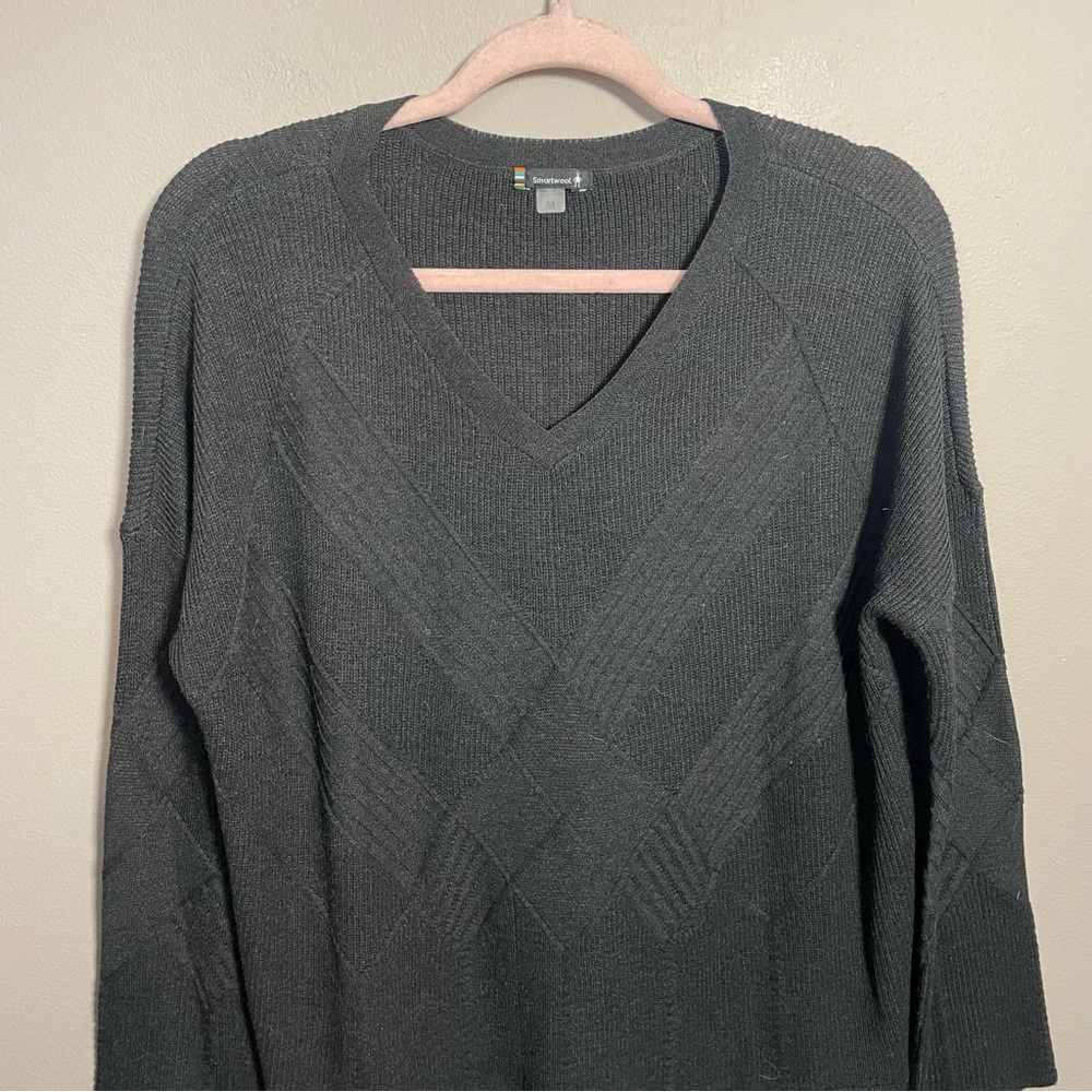 Smartwool Shadow Pine Black Cable Knit Sweater V-… - image 6